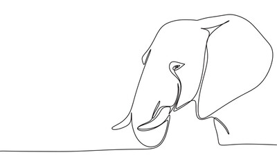 Elephant one line continuous. Line art Elephant . Hand drawn vector art.