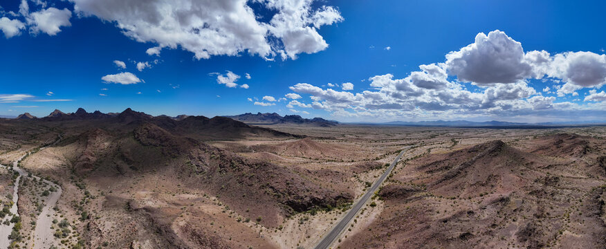 Aerial Panorama of Colorado Desert near Blythe, California 