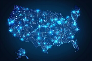 Usa digital map  north america network connectivity, data transfer, cyber tech, information exchange