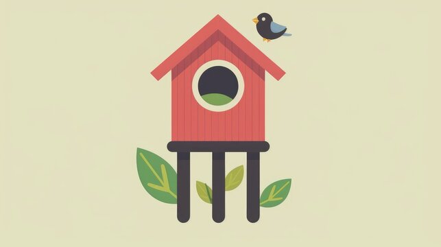 recommend clip art: An easily recognizable birdhouse symbol depicted in a straightforward illustration for web design