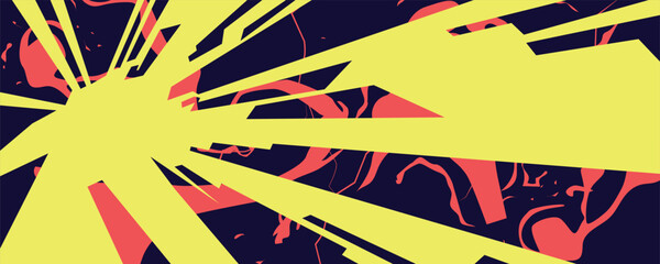 Abstract Comic Style Digital Art Background in Vibrant Colors and Fluid Forms, Multi Colors Geometric Cartoon Shapes, Trendy Modern Design, Applicable For Placards, Banners, Cover Illustration 