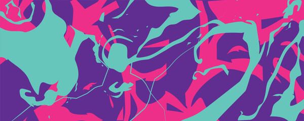 Abstract Comic Style Digital Art Background in Vibrant Colors and Fluid Forms, Multi Colors Geometric Cartoon Shapes, Trendy Modern Design, Applicable For Placards, Banners, Cover Illustration 