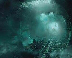 Haunting Alien Apparitions Haunt Abandoned Space Station in Eerie Surreal Sci Fi Atmosphere