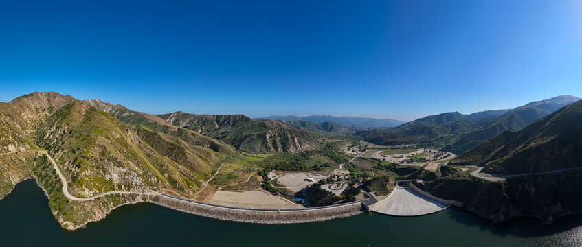 Panoramic View of Santa Felicia Dam, Lake Piru, California 