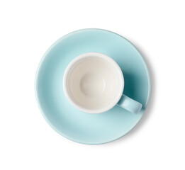 Empty coffee cup isolated on white, top view