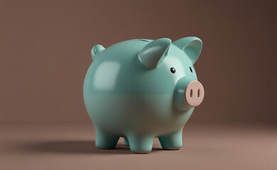 Minimalist piggy bank design smooth, rounded form, clean lines, solid color background.