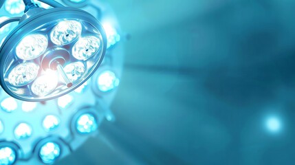Abstract surgical light background with soft glows and clear space for text, ideal for surgical lighting and operating room ambiance