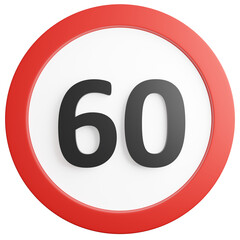 3d render of traffic signs Speed limit (60 km/h).