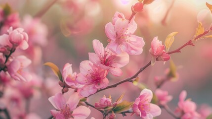 Blossoming of peaches in the early spring