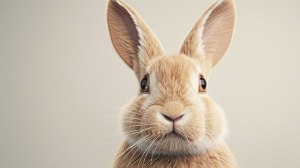 Obraz premium High-definition image of a rabbit against a light solid backdrop, hyper-realistic with intricate fur details and clear, expressive eyes, professional 8k resolution