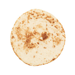 One tasty homemade tortilla isolated on white, top view