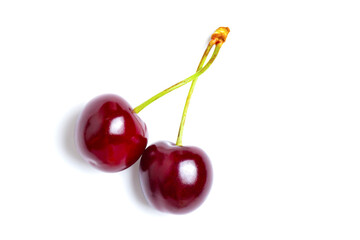 Sweet red cherries isolated on white background