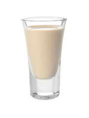 Glass of coffee cream liqueur isolated on white