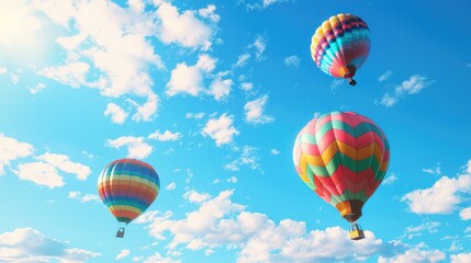 Obraz premium Graceful Drifters Hot Air Balloons in a Blue Sky