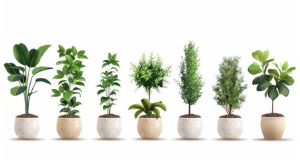 Obraz premium A row of potted plants with different sizes and shapes