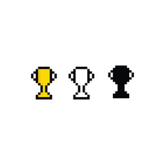 pixel You win  icon trophy winner 8 bit icon for computer games