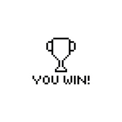 pixel You win  icon trophy winner 8 bit icon for computer games