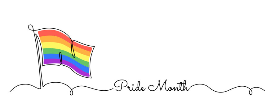 rainbow flag continuous line pride month clip art preview