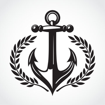 recommend clip art: anchor with laurel wreath outline logo design