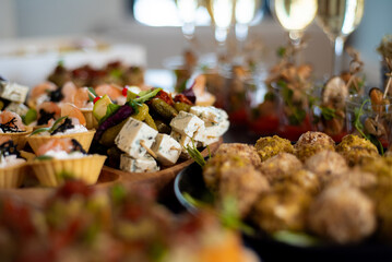catering food buffet on table.