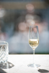 Wine tasting. Sommelier pours wine into a glass