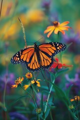 Fototapeta premium Monarch Butterfly on Flowers.
