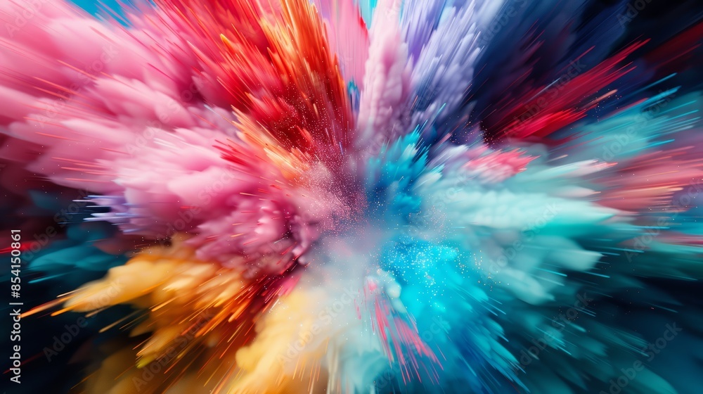 Aufkleber lively abstract background with a burst of multicolored patterns, blending shades of blue, red, yell