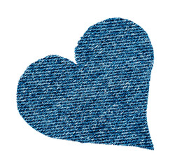 heart shaped blue jeans denim texture, clothing textile fabric material, isolated on a transparent...