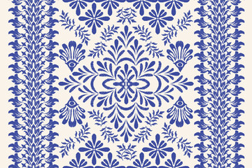 Motifs Ikat floral paisley embroidery background.geometric ethnic oriental pattern traditional.Aztec-style abstract. design for texture, fabric, clothing, wrapping, decoration