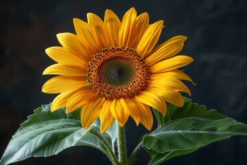 Naklejka premium A Vibrant Single Sunflower in Full Bloom