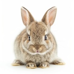 Obraz premium Adorable Rabbit on White Background for Baby Products Generative AI