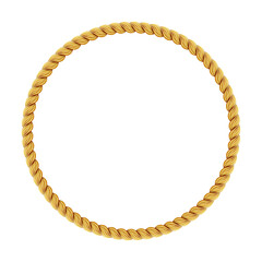Gold twisted rope circle frame. Round rope border.