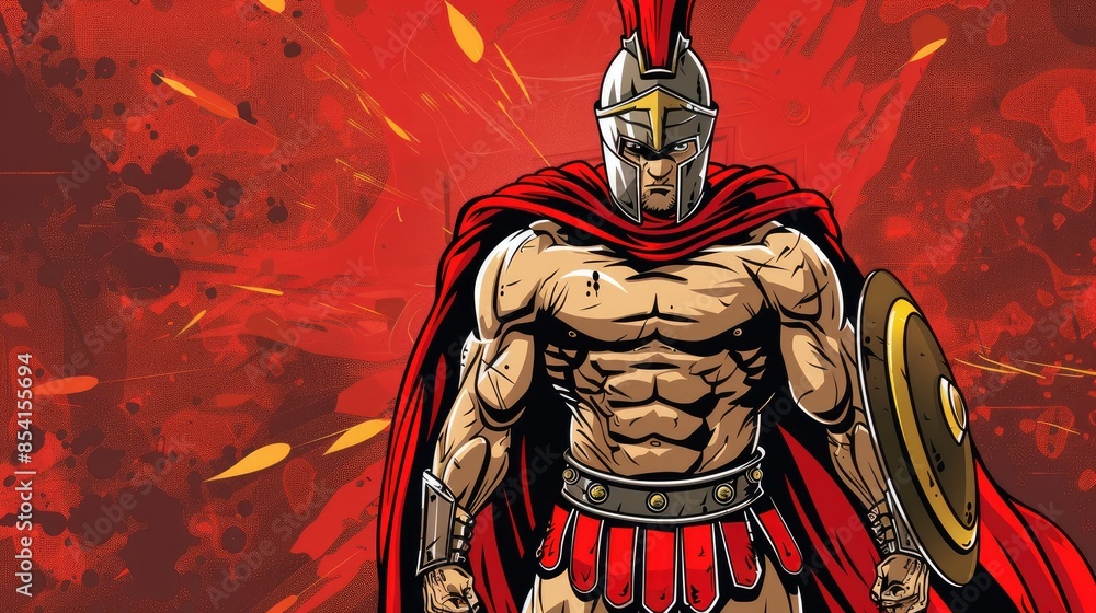 Wall mural the spartan warrior cartoon mascot exudes strength and valor