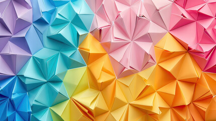 Obraz premium Colorful origami paper folds background, AI generative