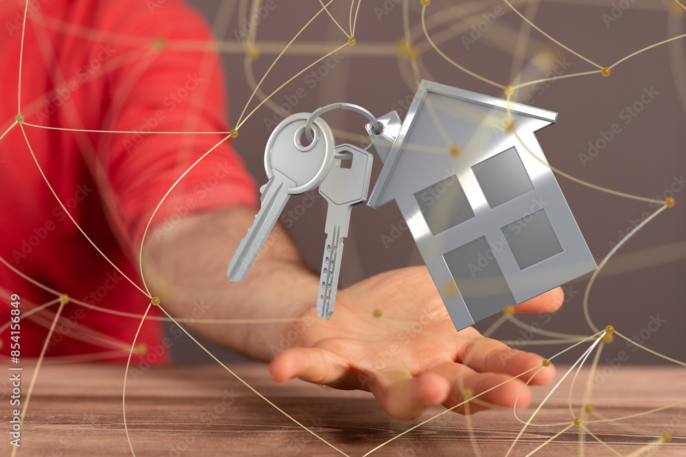 Aufkleber home choice Big data and artificial intelligence concept. Machine learning and cyber mind domination