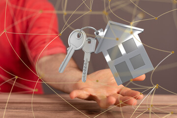 home choice Big data and artificial intelligence concept. Machine learning and cyber mind domination