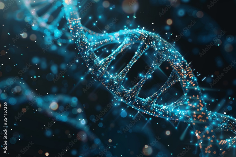 Aufkleber futuristic dna molecule on digital background for science and technology concepts generative ai