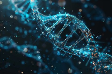 Futuristic DNA Molecule on Digital Background for Science and Technology Concepts Generative AI
