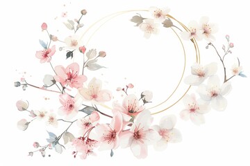 Fototapeta premium Elegant Wedding Invitation with Cherry Blossom Floral Design Generative AI