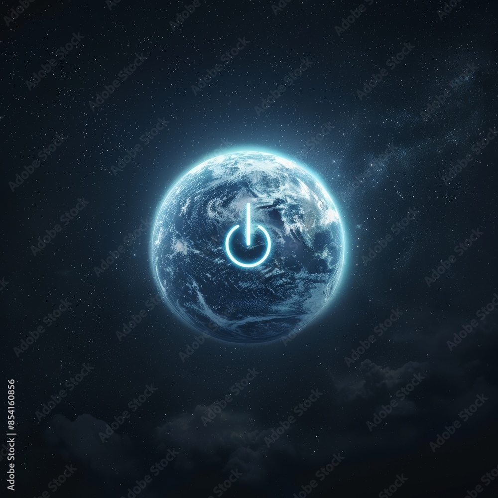 Poster celebrate earth hour with a power button generative ai