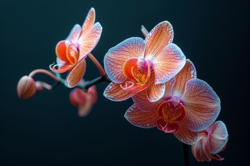 Orchid in Bloom Against a Dark Background