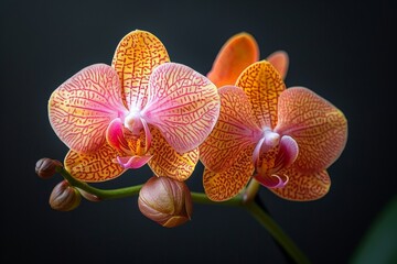 Two Vibrant Orchids on Black Background