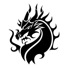 Dragon King logo or modern line icon. Vector line art and icon design with bold outline. Black and white Pixel Perfect minimalistic symbol isolate white background. Creative logotype