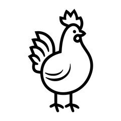 Chicken logo or modern line icon. Vector line art and icon design with bold outline. Black and white Pixel Perfect minimalistic symbol isolate white background. Creative logotype