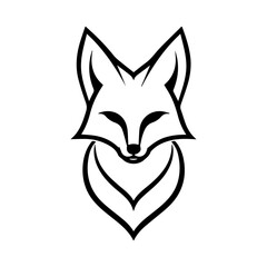 Fox logo or modern line icon. Vector line art and icon design with bold outline. Black and white Pixel Perfect minimalistic symbol isolate white background. Creative logotype