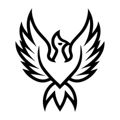 Phoenix logo or modern line icon. Vector line art and icon design with bold outline. Black and white Pixel Perfect minimalistic symbol isolate white background. Creative logotype