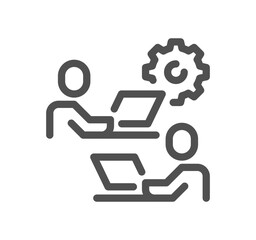 Business people related icon outline and linear vector.
