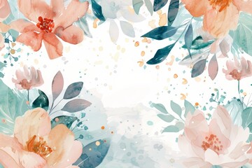 Watercolor Floral Frame on White Background for Creative Projects Generative AI