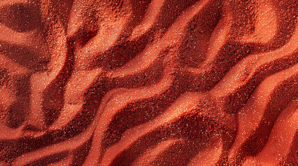 Flat image of red sand viewed from above. Sand texture.