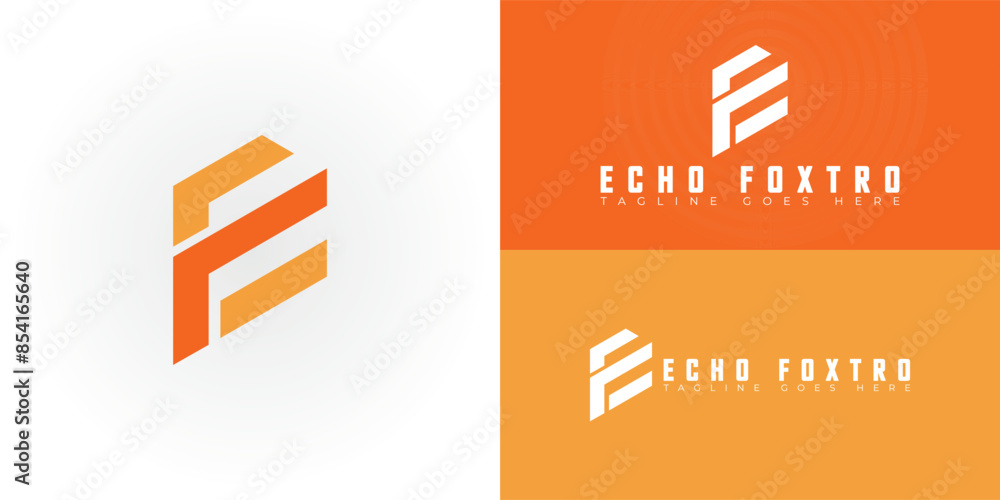 Aufkleber abstract initial hexagon letters ef or fe logo in orange color isolated on multiple background color